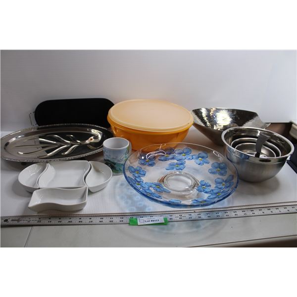 Silver Plated Platter, Floral Decorative Glass Plate, Misc.