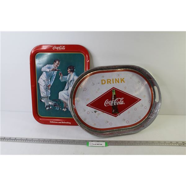 (2) Coca-Cola Tin Trays (one has damage)