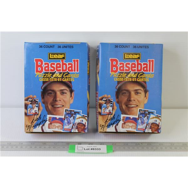 (2) Boxes of Leaf Baseball Puzzle & Player Trading Cards (NIB)