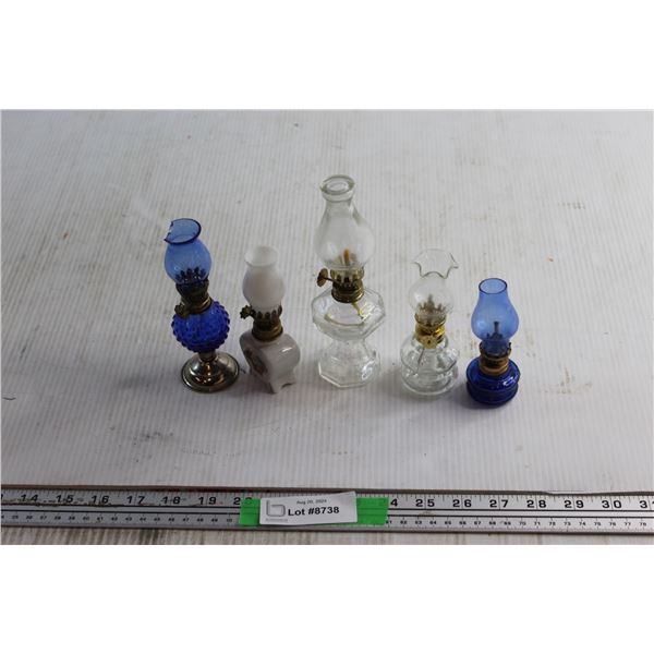 (5) Miniature Kerosene Lamps 5'' - Chipped