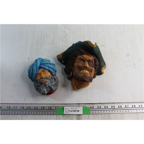 Bossons Head and Chalkware Head Wall Decorations - Chipped