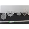 Image 1 : Crystal Cut Glass Cream and Sugar, (2) Candy Dishes