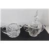 Image 3 : Crystal Cut Glass Cream and Sugar, (2) Candy Dishes