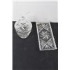 Image 3 : (3) Crystal Cut Glass Trays, Bowl, Jar, Salt and Pepper Shakers