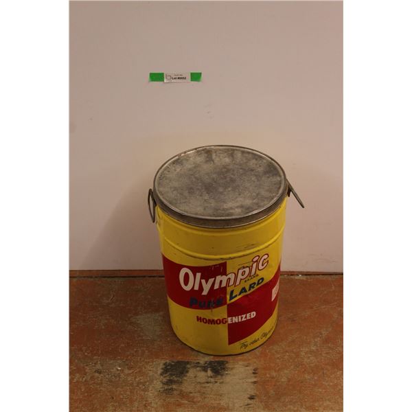 *Antique 50lbs Olympic Lard Tin w/ Lid