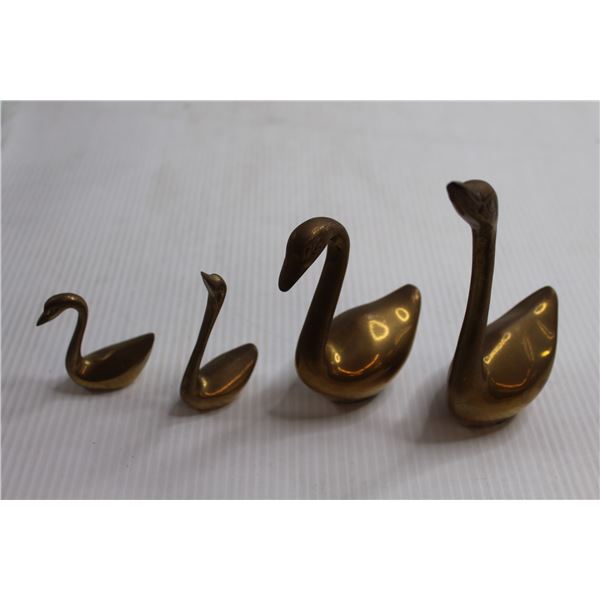 (4) Brass Swans