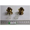 Image 1 : (2) Brass and Glass Mini Oil Lamps