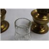 Image 2 : (2) Brass and Glass Mini Oil Lamps