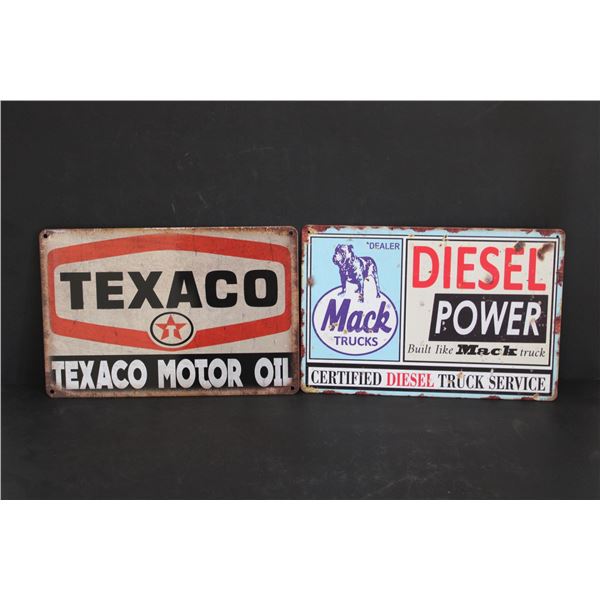 (2) Tin Signs - Texaco and Mack - 12 x 8