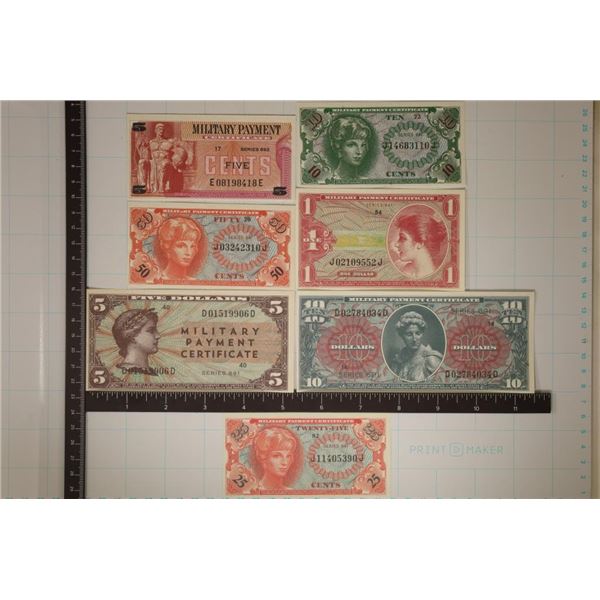 7-REPLICA US  MILITARY PAYMENT CERTIFICATES: 5,
