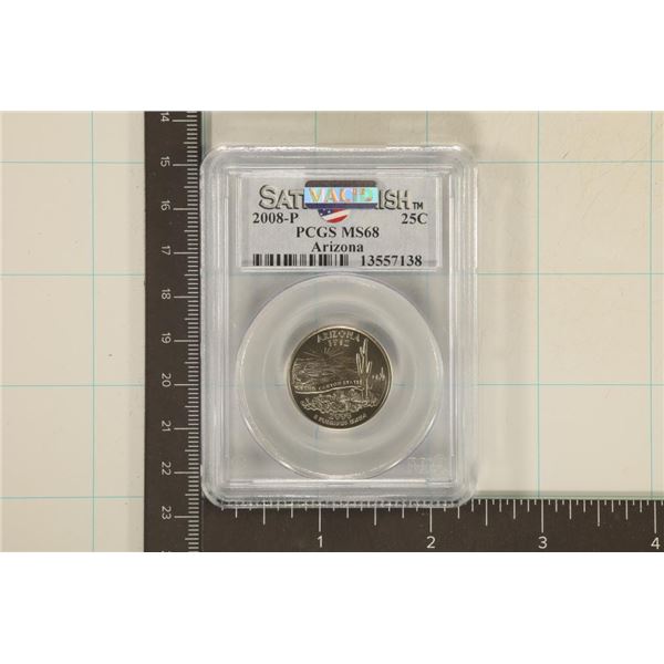2008-P ARIZONA QUARTER PCGS MS68 SATIN FINISH