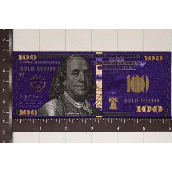24KT GOLD FOIL REPLICA A 2009-A US $100 BILL BLUE