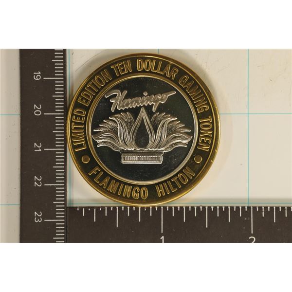 CASINO $10 SILVER TOKEN (UNC) FLAMINGO HILTON,