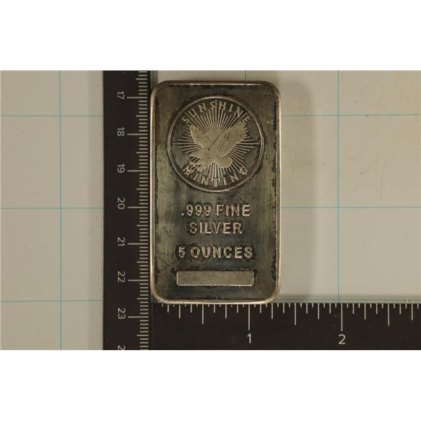 5 TROY OZ .999 FINE SILVER PROOF INGOT FROM THE