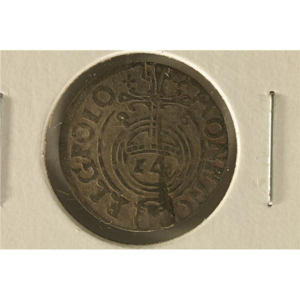 1600'S HAND HAMMERED POLAND SILVER 1/24TH TALER