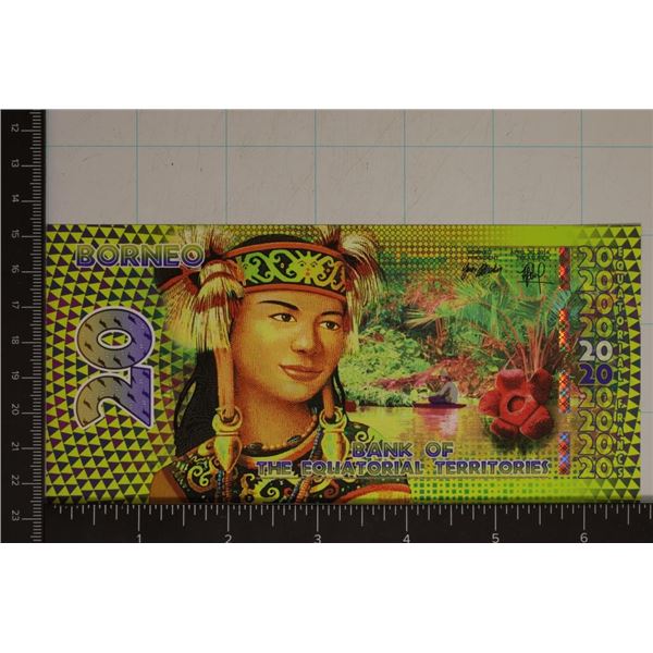 2014 BORNEO 20 FRANC CRISP UNC POLYMER