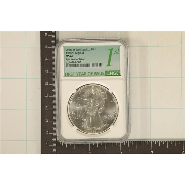 KEY DATE 1986-S AMERICAN SILVER EAGLE NGC MS69
