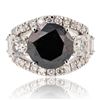 Image 1 : 8.57 ctw Black CENTER Diamond 14K White Gold Ring (12.51 ctw Diamonds)