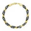Unisex Vintage Italian 14K Yellow Gold Alternating Hematite Link Chain Bracelet
