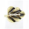 Image 1 : Vintage 14K Yellow Gold Puffed 3D Textured Multi Leaf Ring w/ Single Cut Diamond