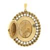 Image 3 : Vintage 14K Gold Garnet & Pearl Large Textured Oval Reversible Locket Pendant