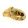 Image 7 : Vintage 18k Gold Lion Head Diamond & Cabochon Multi Gemstone Textured Wrap Ring