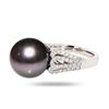 Image 2 : 13.50mm Black-Gray South Sea Pearl and 0.65 ctw Diamond Platinum Ring