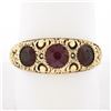 Image 1 : Antique Victorian 14k Gold 1.80 ctw Bezel Rhodolite Garnet Textured Repousse Rin