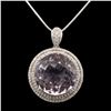 36.64 ctw Amethyst and 2.18 ctw White Sapphire Silver Pendant/Necklace