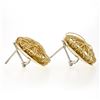 Image 4 : New Solid 14K Yellow Gold Large Round Tangled Wire Button Omega Back Earrings