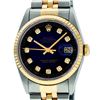 Rolex Mens 2 Tone Blue Vignette Diamond 36MM Datejust Wristwatch