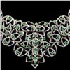 Image 2 : 7.83 ctw Emerald and 2.39 ctw White Topaz Silver Necklace