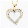 Image 2 : Vintage 14k TT Gold .22 ctw Pave Diamond Dual Layer Open Heart Pendant & 16" Cha