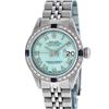 Rolex Ladies Stainless Steel Quickset Blue Diamond And Sapphire Datejust Wristwa