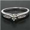 Image 4 : Petite 10k White Gold Marquise Diamond Solitaire Ring w/ Round Channel Accents