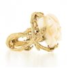 Image 5 : Vintage 14k Gold Large Carved Rose Flower White Angel Skin Coral Freeform Ring
