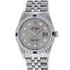 Rolex Mens Stainless Steel Gray Diamond And Sapphire 36MM Datejust Wristwatch