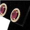 Image 5 : NEW 14k Rose Gold 2.54 ctw Solitaire Oval Ruby w/ Diamond Halo Post Stud Earring