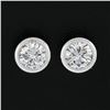 Image 3 : New 14k White Gold 0.52 ctw Martini Bezel Round Brilliant Diamond Stud Earrings