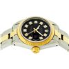 Image 9 : Rolex Ladies Quickset Two Tone Black Diamond Datejust With Oyster Band