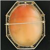 Image 2 : Vintage 14K White Gold Large Oval Octagon Open Detailed Cameo Pin Brooch Pendant