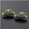 Image 6 : Vintage 14k Yellow Gold Long Marquise Shaped Jade Rope Pattern Swivel Cuff Links