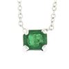 Image 2 : NEW 14K White Gold 0.42 ctw Emerald Cut Emerald Petite Solitaire Pendant Necklac