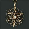 Image 3 : Antique 14k Gold European Diamond Solitaire Open Wavy Sun Ray Pin Brooch Pendant
