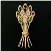 Image 2 : Vintage 14K Gold 0.53 ctw Diamond Sapphire & Ruby Cluster Wheat Bushel Pin Brooc