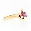 Image 6 : Antique Victorian 18K Gold 1.18 ctw Diamond & European Pink Sapphire 3 Stone Rin