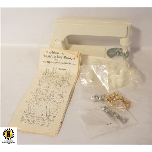 VINTAGE RHINESTONE AND STUD SETTER W SUPPLIES