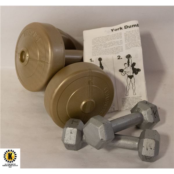 DUMBBELL WEIGHTS 2 X 2LB, 2 X 5 LB