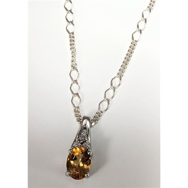 BZ2020-32C SILVER CITRINE AND DIAMOND WITH CHAIN