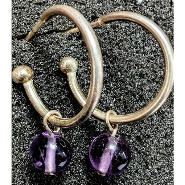 BZ2020-27C SILVER GENUINE GEMSTONE  EARRINGS